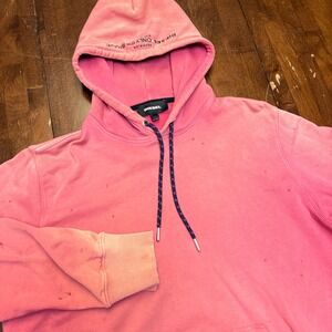 Diesel Palms Mens Lrg Only The Brave Distressed Burnout Salmon Hoodie Sweatshirt